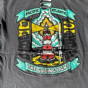 Dark Seas Grey T-Shirt with Lighthouse Graphic